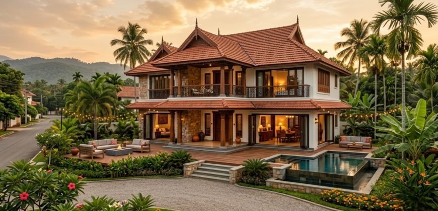 landscaped green garden bungalow